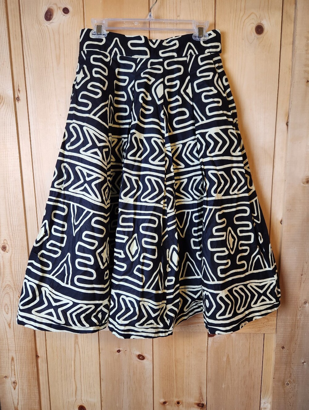Francis + Benedict Geometric African Wax Print Cotton Pocketed Flare Skirt